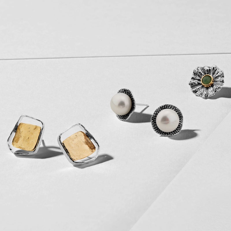 Silpada 'Golden Sands' Stud Earrings in Sterling Silver with 14K Gold-Plating - Image 4